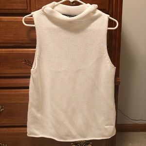 DKNY White Sleeveless Turtleneck
